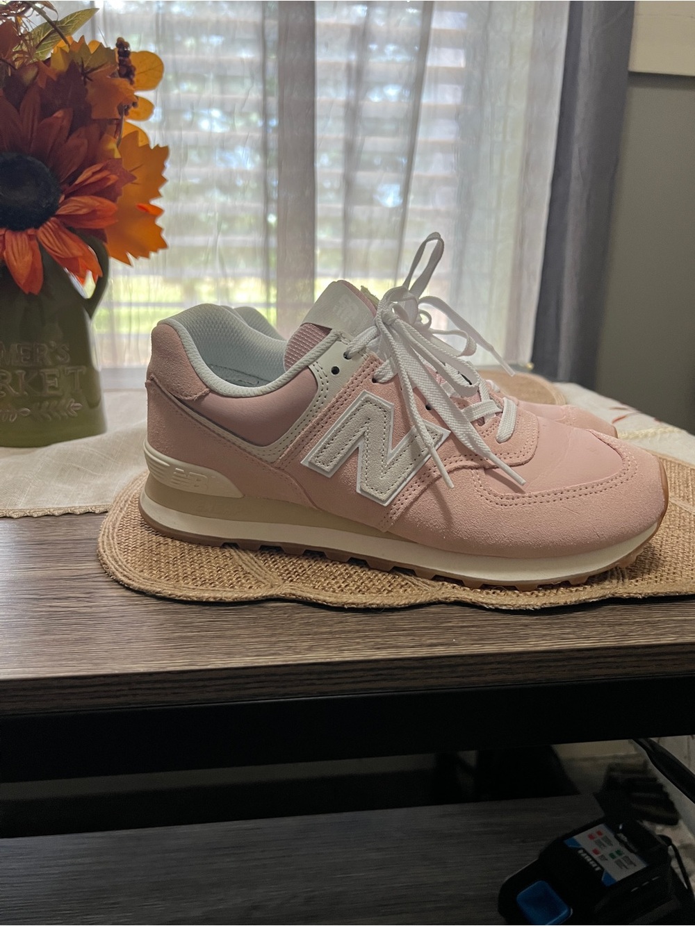 New Balance Women's Pink and White Retro Runner Sneakers